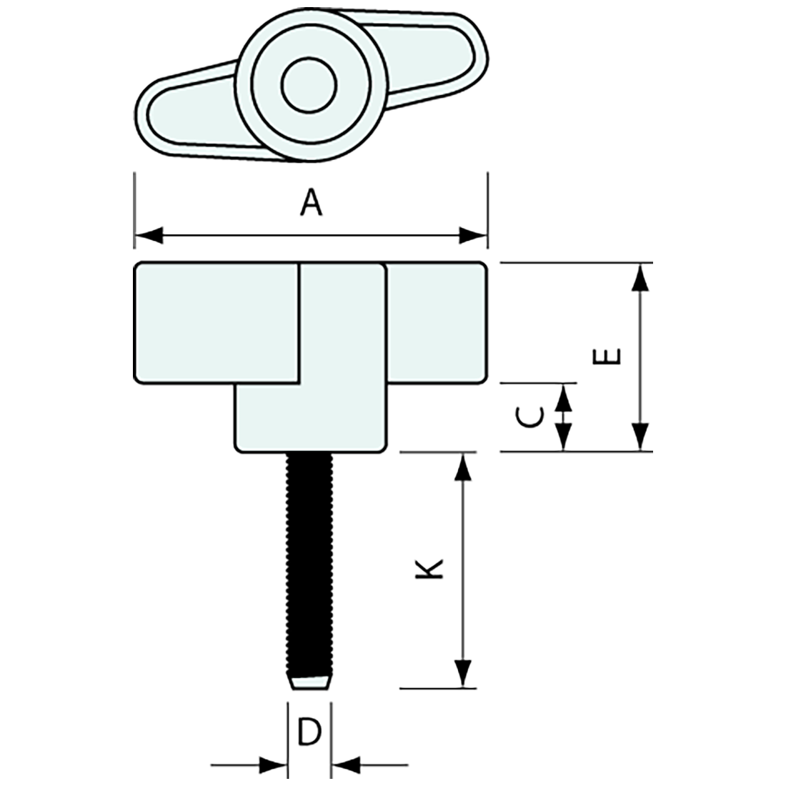 Wing Screw Zinc Ext 30mm M6